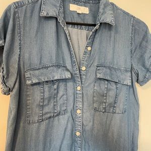 Denim-style button down dress